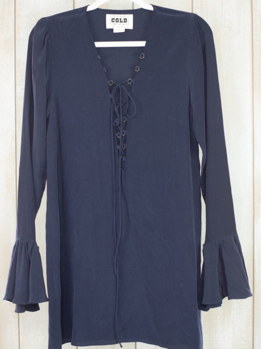 Stone Cold Fox Franklin bell sleeve silk mini dress size 1 S-M